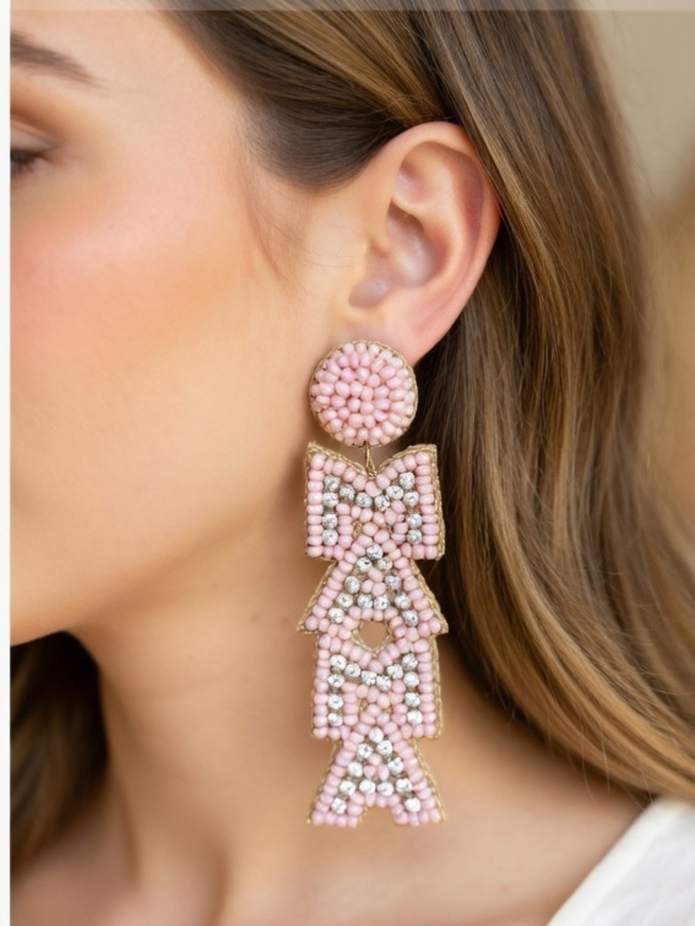 Plunder Mama Pink Beaded Drop Earrings NWT